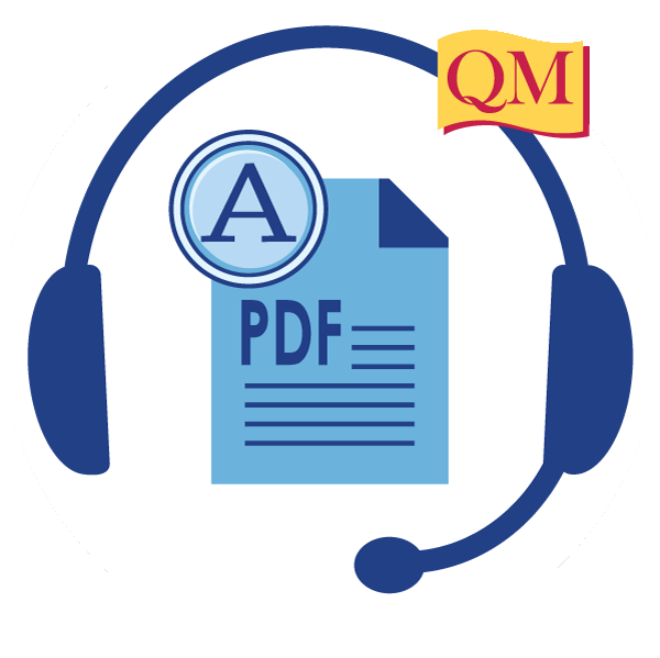 headphones with page icon that has PDF and A on it