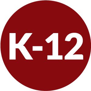 Red circle with K-12 inside