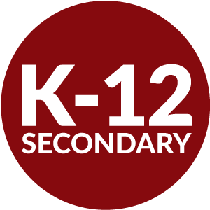 Red circle with K-12 secondary inside