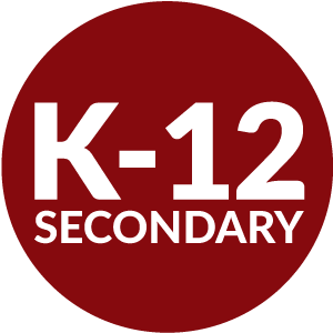 Red circle with K-12 Secondary inside