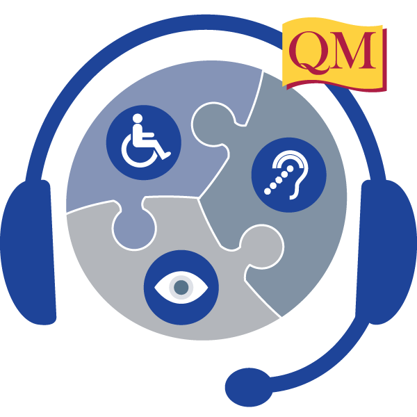 puzzle pieces with accessibility icons inside a headset