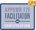 appqmr face-to-face facilitator certification text inside blue square