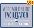 appqmr online facilitator certification text inside blue square