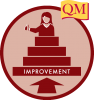 arrow pointing to improvement stairway with female figure giving thumbs up at top