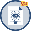 circle with page with lightbulb that has AI inside it